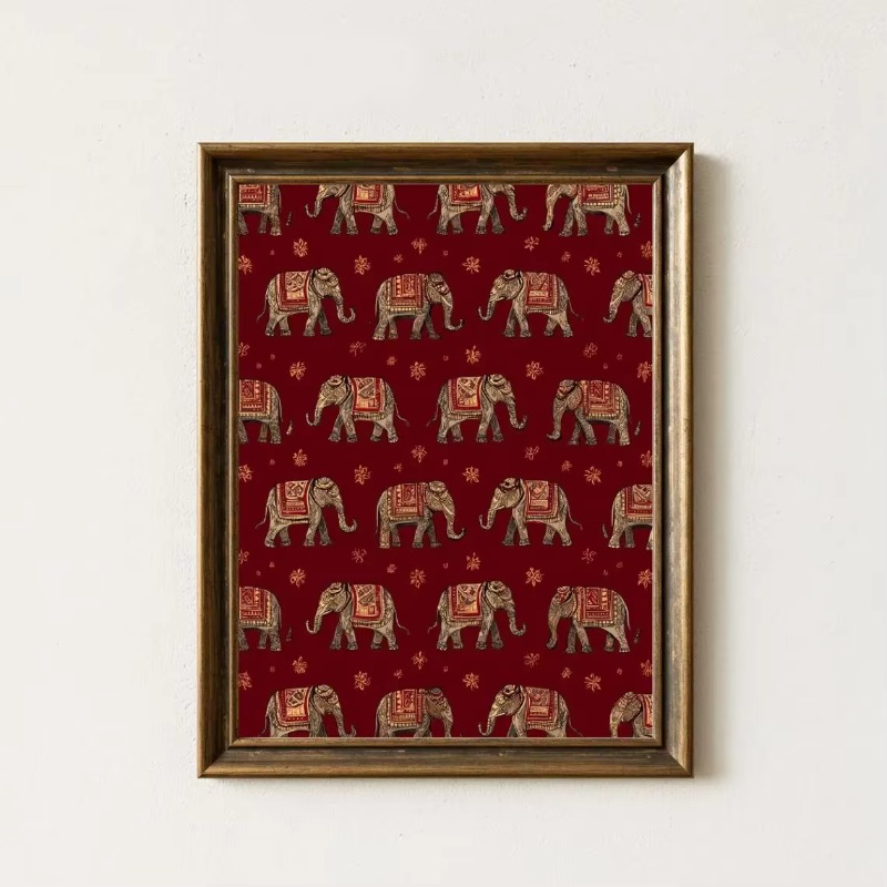 Motif Gajah India, Seni Dindin - Interior Design Usa ulasan dan harga