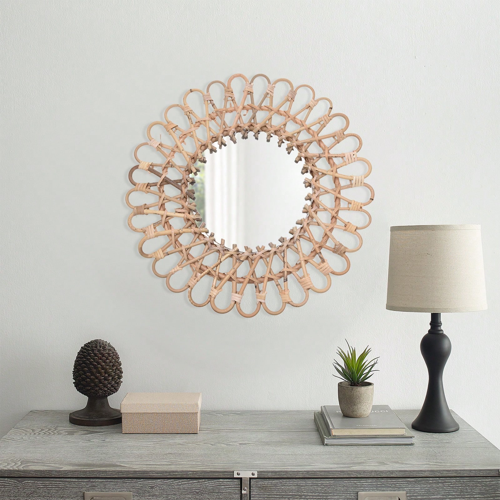 Cermin Rotan Bulat, Cermin Din - Rattan Mirror Round ulasan dan harga