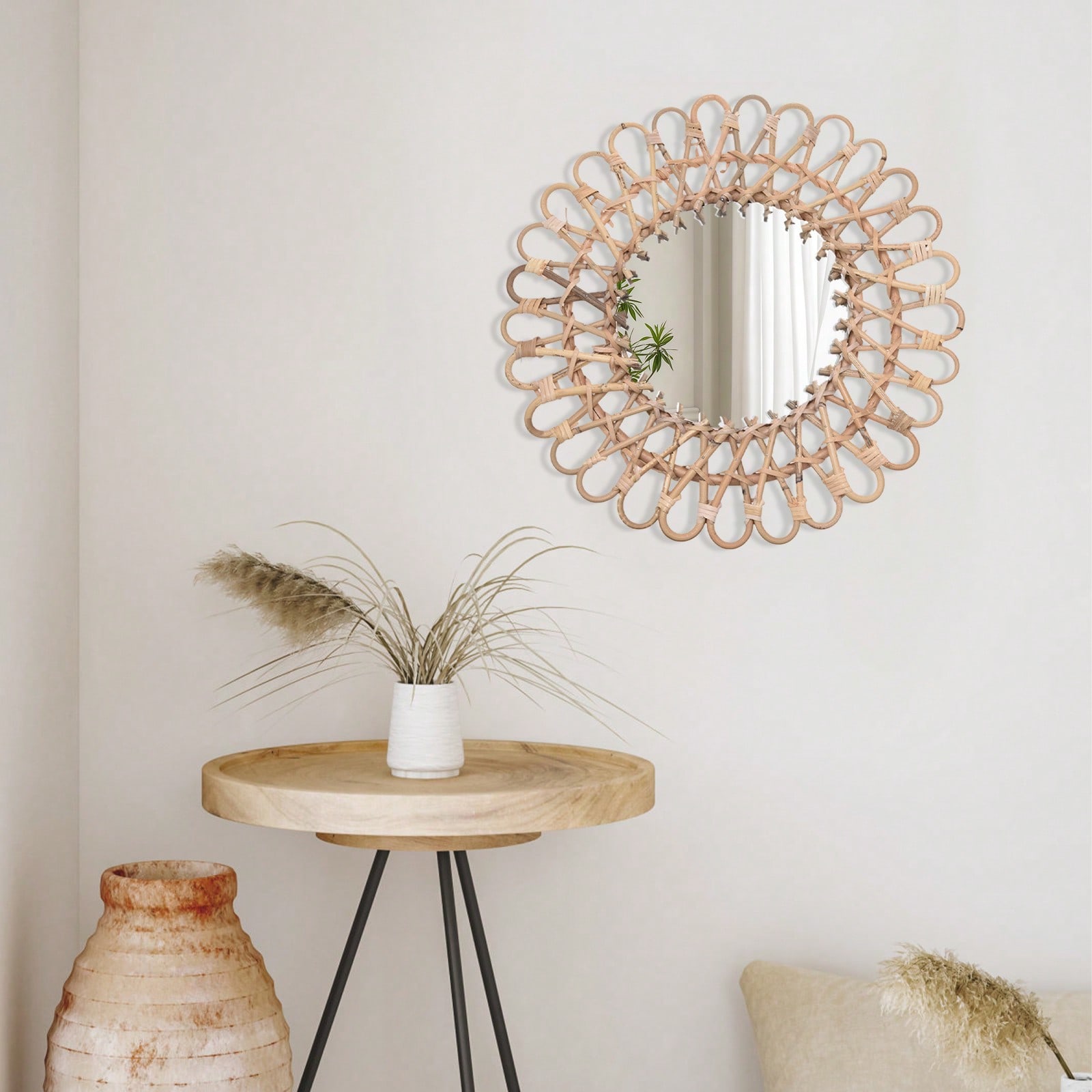 Cermin Rotan Bulat, Cermin Din - Rattan Mirror Round ulasan dan harga