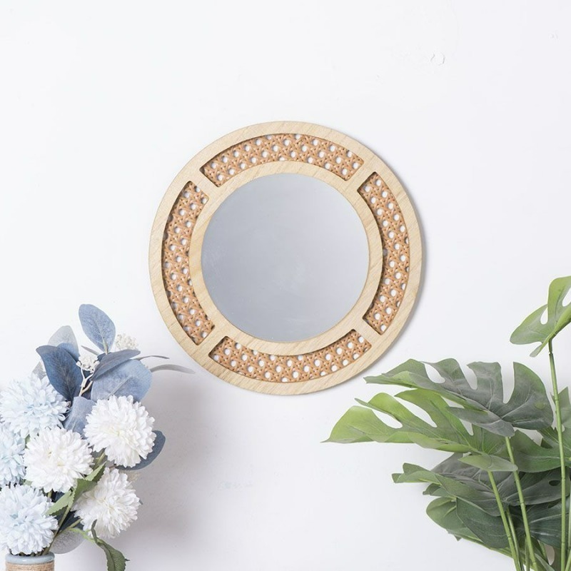 Cermin Dekoratif Kreatif Buata - Rattan Mirror Round ulasan dan harga