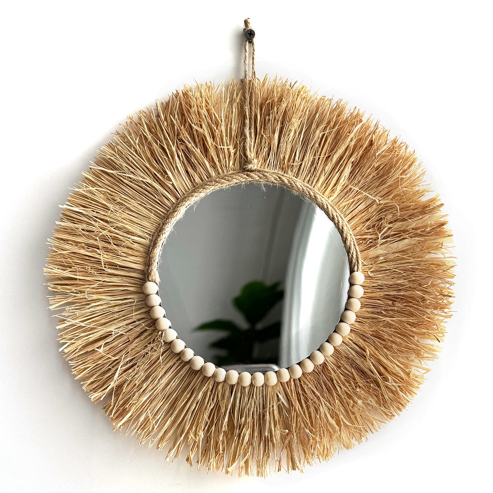 Cermin Boho rafia buatan tanga - Rattan Mirror Round ulasan dan harga